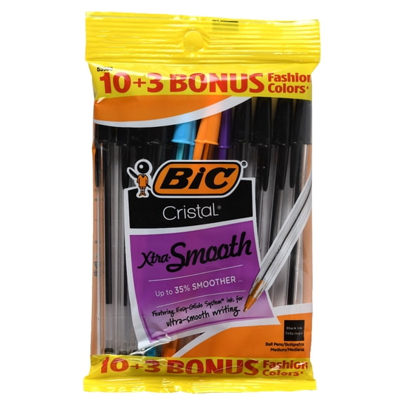 BIC Cristal Xtra Smooth Ballpoint Pens, Fashion Colors, 10 + 3 Bonus Pack