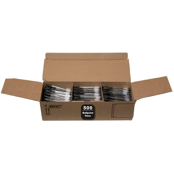 BIC Cristal Xtra Smooth Black Ballpoint Pens, Medium Point 1.0mm, 500-Count Pack