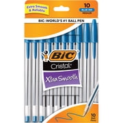 BIC Cristal Xtra Smooth Ballpoint Pens, Medium Point, 1.0 mm, Blue Ink, 10 Count