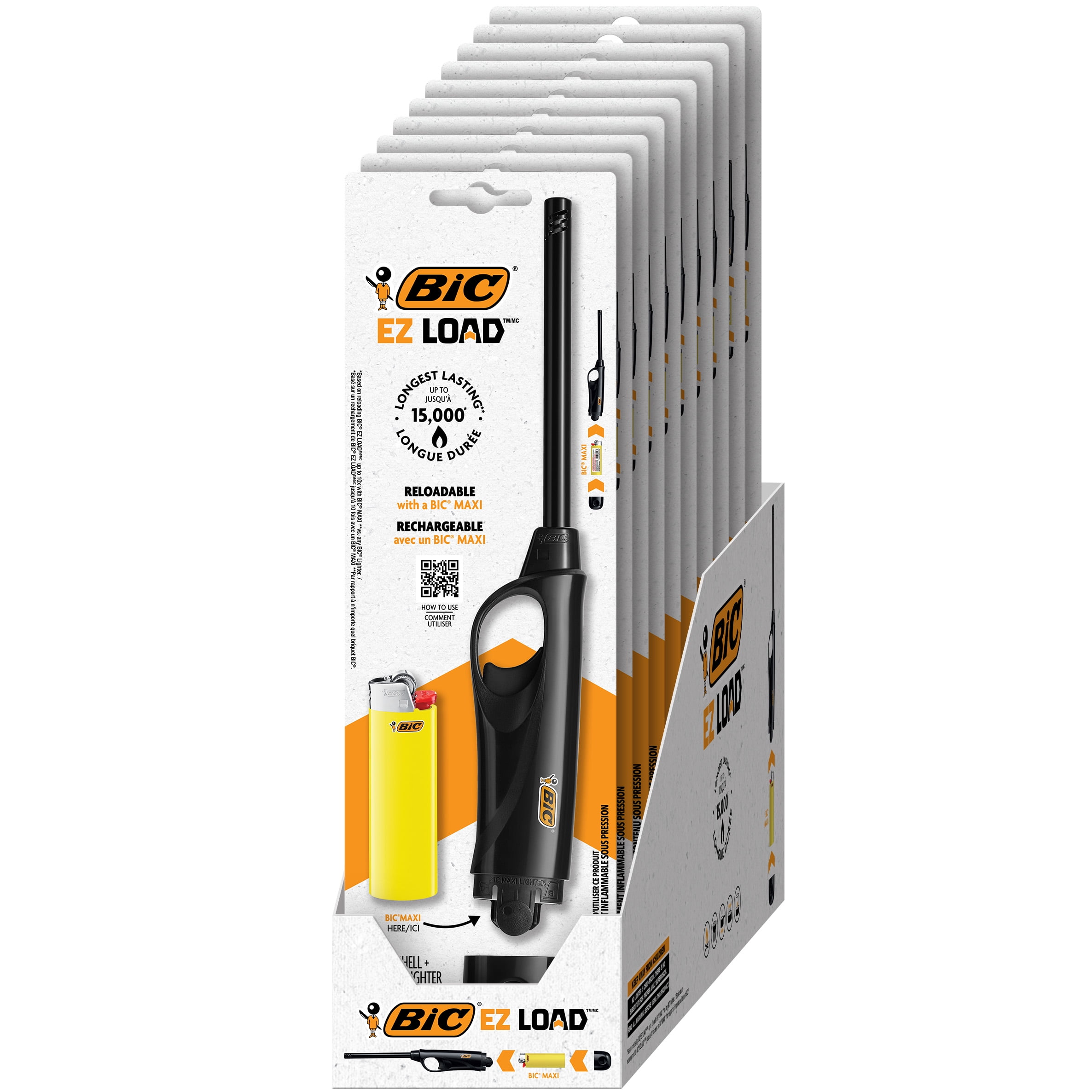 BIC EZ LOAD Lighter, Reloadable Multi Purpose Lighter, 10-Pack Starter Kit (Colors May Vary)