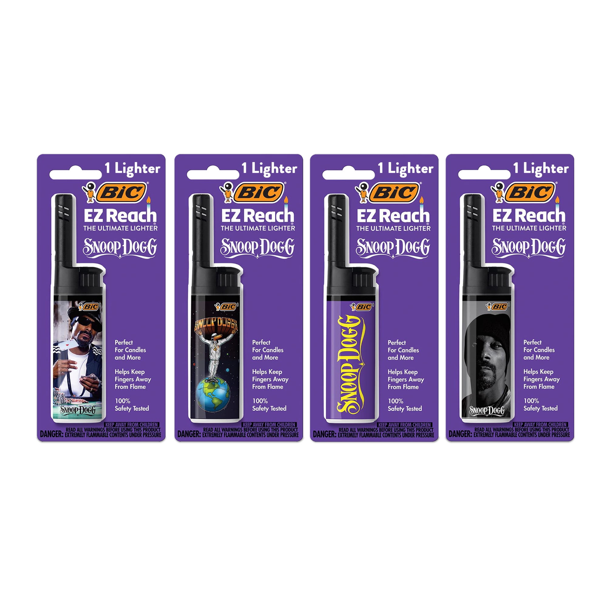BIC EZ Reach Lighter, Snoop Dogg, 4Pack (Assortment of Designs will
