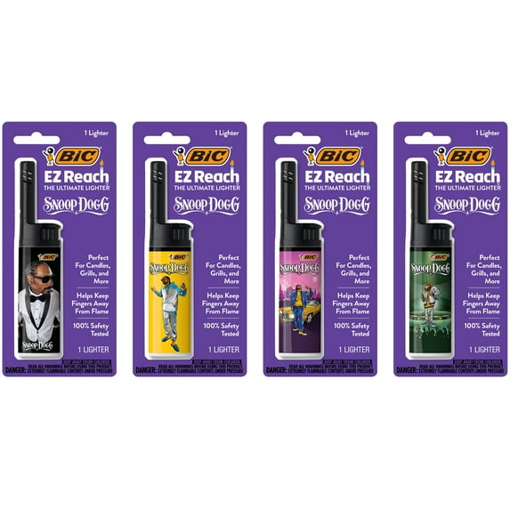 BIC EZ Reach Lighters, Snoop Dogg Collection, 4-Pack (Assortment of Designs will Vary)