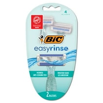 BIC EasyRinse Anti-Clogging Disposable Razors, Women's, 4-Blade, 2 Count