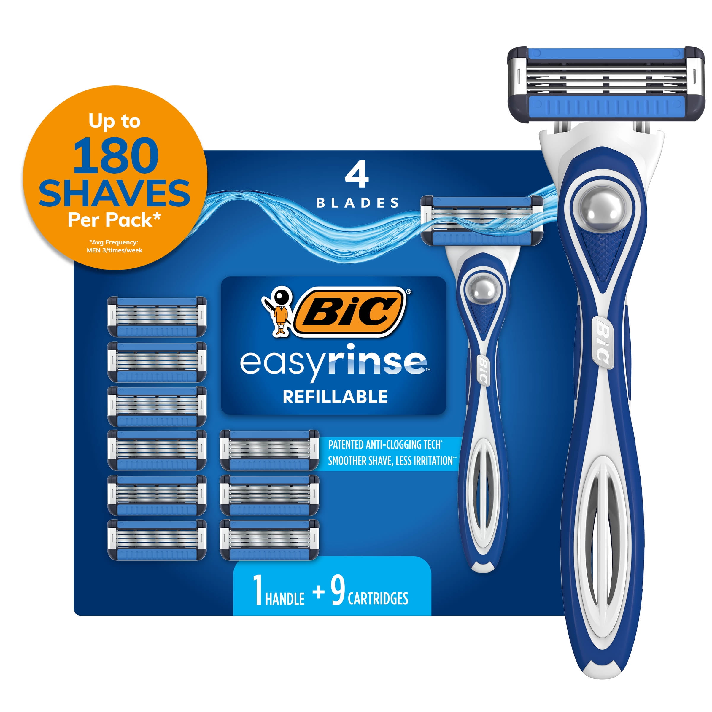 BIC EasyRinse Anti Clogging Refillable Men s Razors with 4 Blades