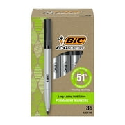 BIC Ecolutions Fine Permanent Markers, Recycled Plastic, Black, 36-Count Pack