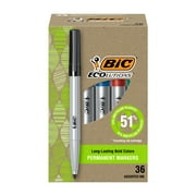 BIC Ecolutions Fine Permanent Markers, Recycled Plastic, Assorted, 36-Count Pack