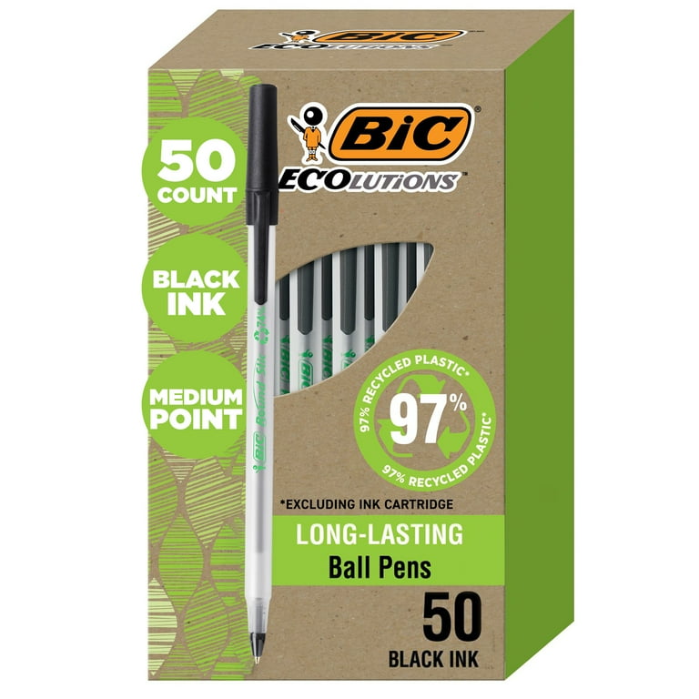 BIC Ecolutions Round Stic Ball Point Pen - Medium Pen Point - 1 mm Pen Point Size - Blue - Semi-transparent Barrel - 10 / Pack BIC Ecolutions Round Stic Ball Point Pen - Medium Pen Point - 1 mm Pen Point Size - Blue - Semi-transparent Barrel - 10 / Pack