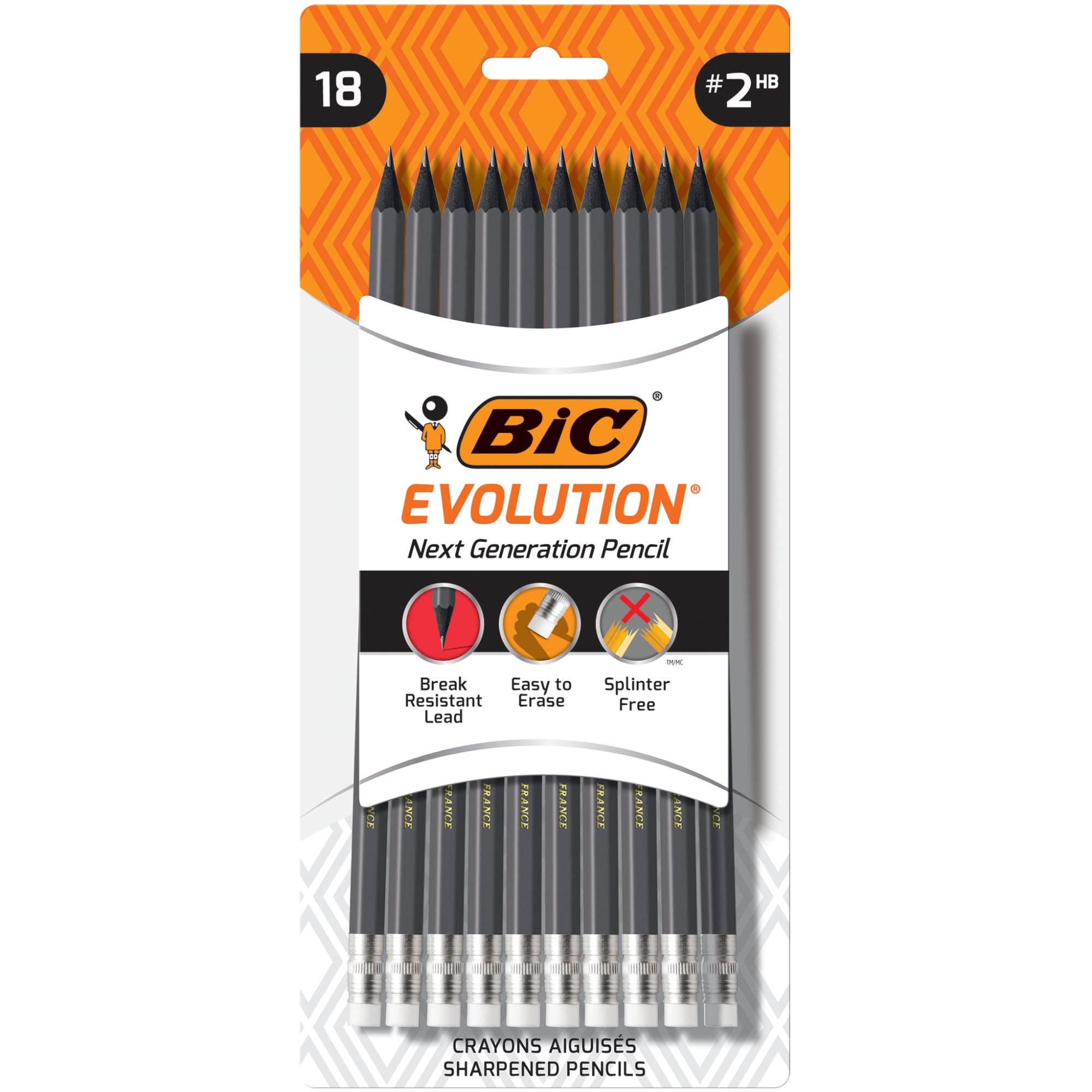 BIC Evolution Cased Pencil, #2 Lead, Gray Barrel, 18 Count