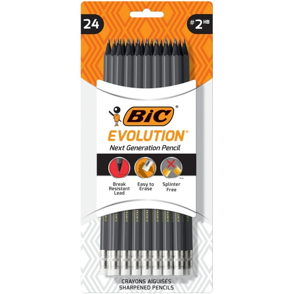 BIC Evolution Cased Pencil, No. 2 Lead, Gray Barrel, 24 Count