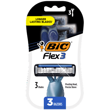 BIC Flex 3 Disposable Razors for Men, Manual Shaving Razors with 3 Blades, 3 Count