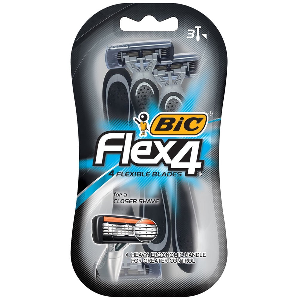 BIC Flex 4 Men's 4-Blade Disposable Razors, 3 Count