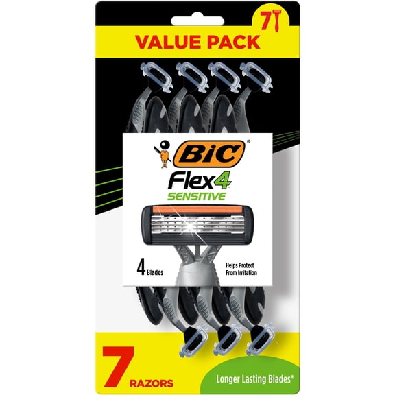 BIC Flex 4 Sensitive Men's Disposable Razors, 7 Piece Set