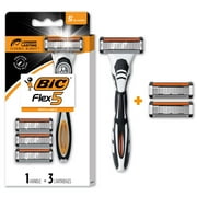 BIC Flex 5 Hybrid Men's Razor, Disposable Razors, 1 Handle and 3 Replacement Cartridges For Men's Razors