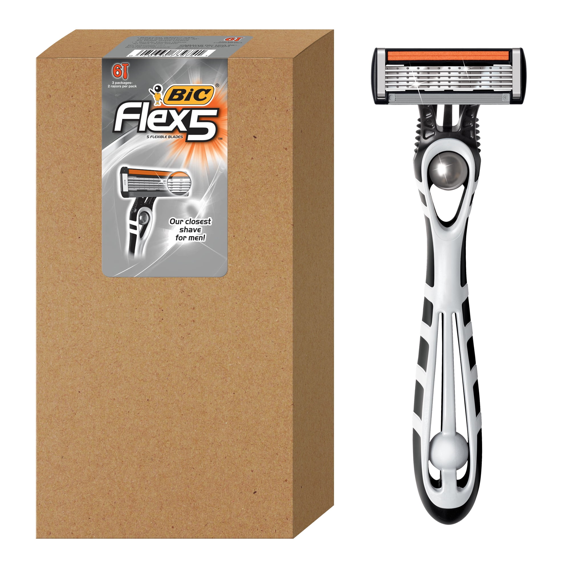 BIC Flex 5 Disposable Men's Razor, 5 Blades, Pivoting Head, Lubricating