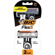 BIC Flex 5 Men's 5-Blade Disposable Razors, Dorm Room Essentials for Guys, 2-Count