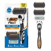 BIC Flex 5 Trim and Shave Razor and Trimmer, 1 Handle, 1 Razor, 2 Trimmers