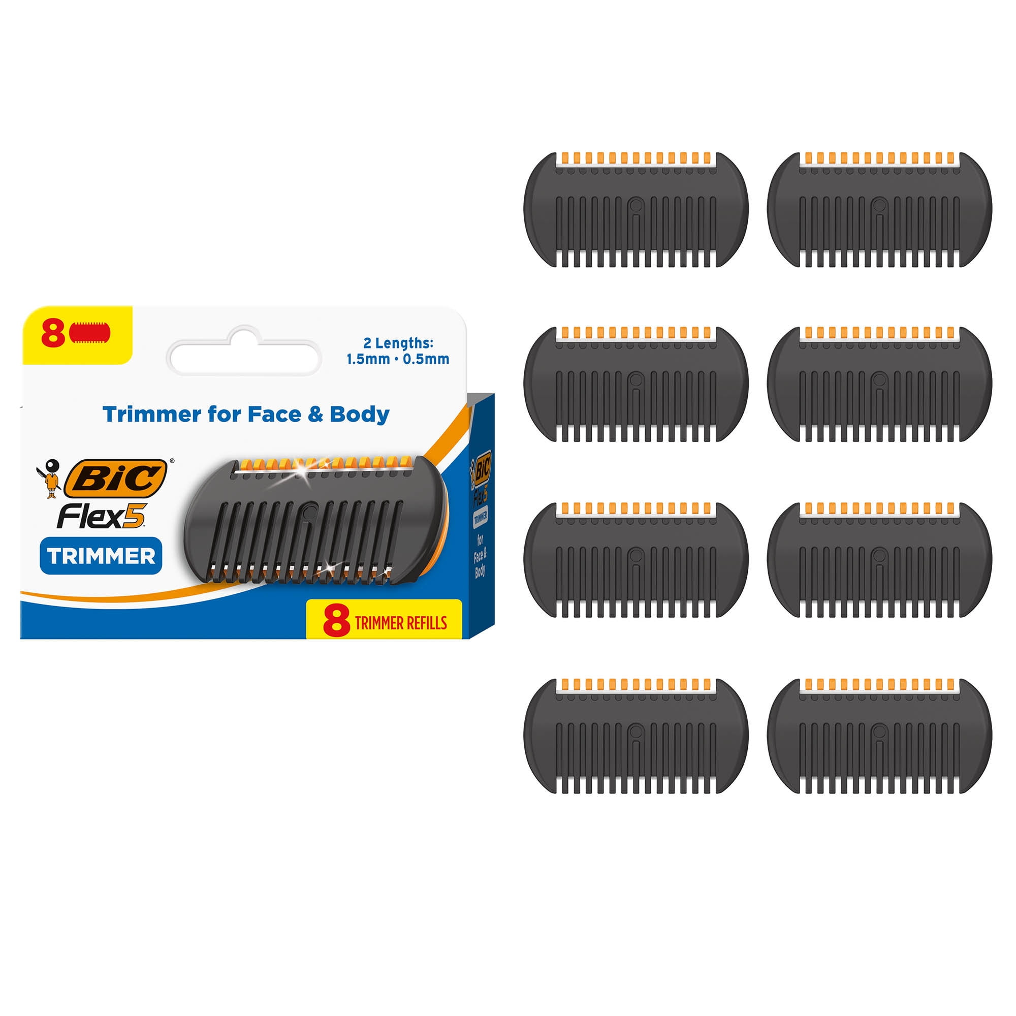BIC Flex 5 Trim and Shave Men's Trimmer Refills, 8 Trimmer Refills