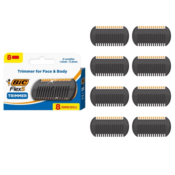 BIC Flex 5 Trim and Shave Body and Beard Trimmer for Men, 1 Handle, 1 Cartridges, 2 Trimmers