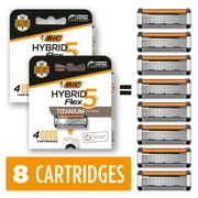 BIC Flex 5 Hybrid Disposable Razor Cartridges, Men's, 5-Blade, 8 Count