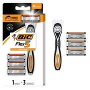 BIC Flex 5 Refillable Men s 5-Blade Razors with 1 Handle, 3 Cartridges, Dorm Essentials
