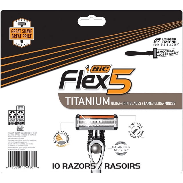 BIC Flex 5 Men's 5-Blade Disposable Razor, Smooth Shave, 10 Count ...