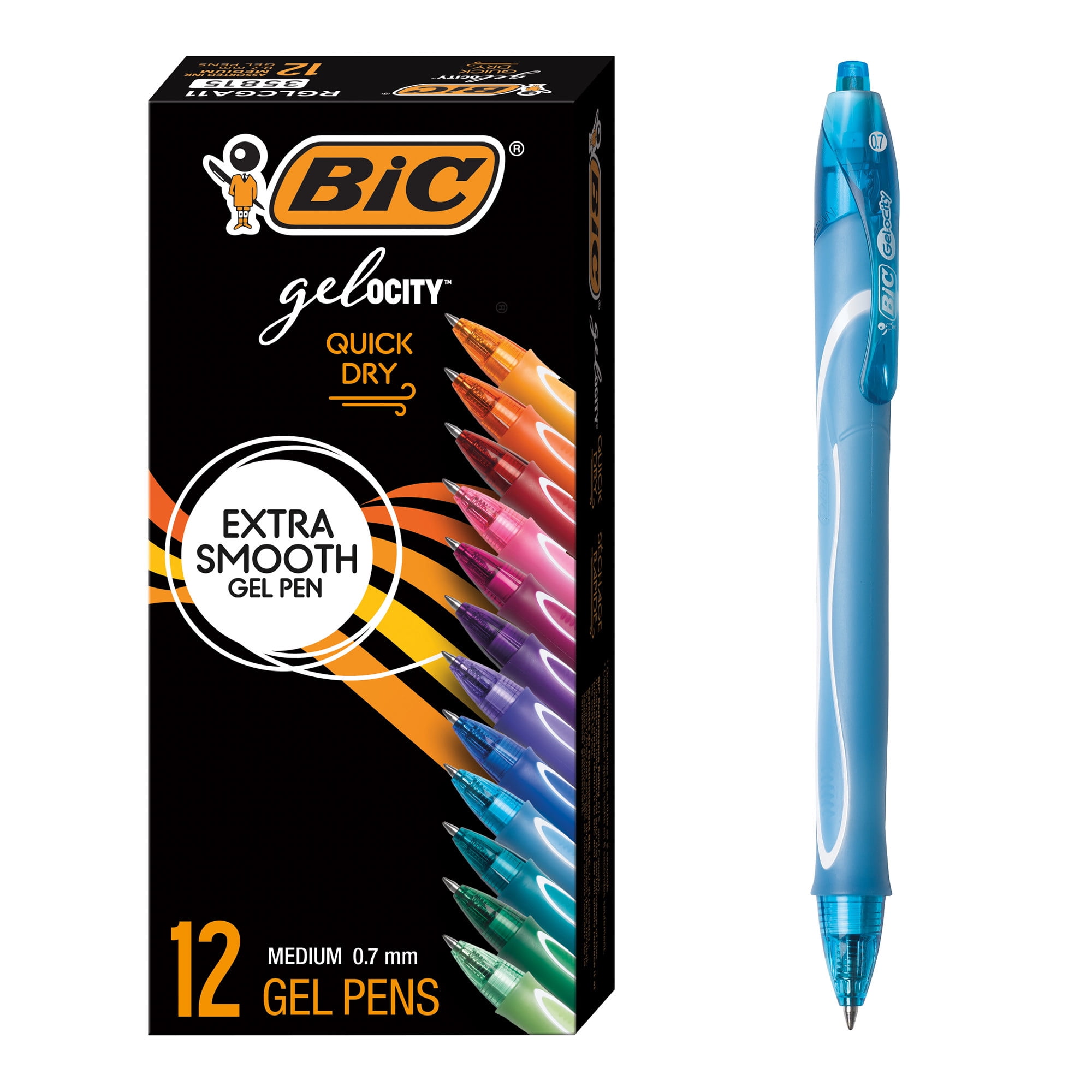 BIC Gel-Ocity Quick Dry Gel Pens, Medium Point