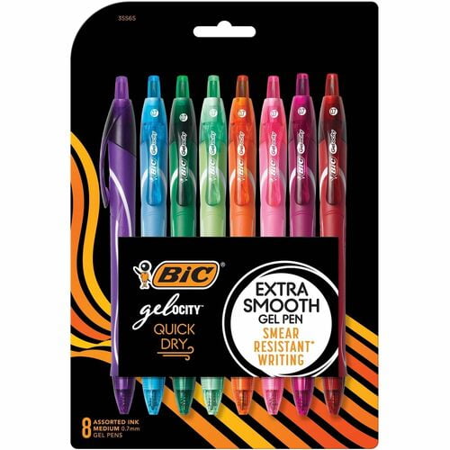 BIC Gel-ocity Gel Pen, Retractable, Assorted Ink, Gel-based, Assorted Barrel (RGLCGAP81-AST) | 2 Packs (16 Total)