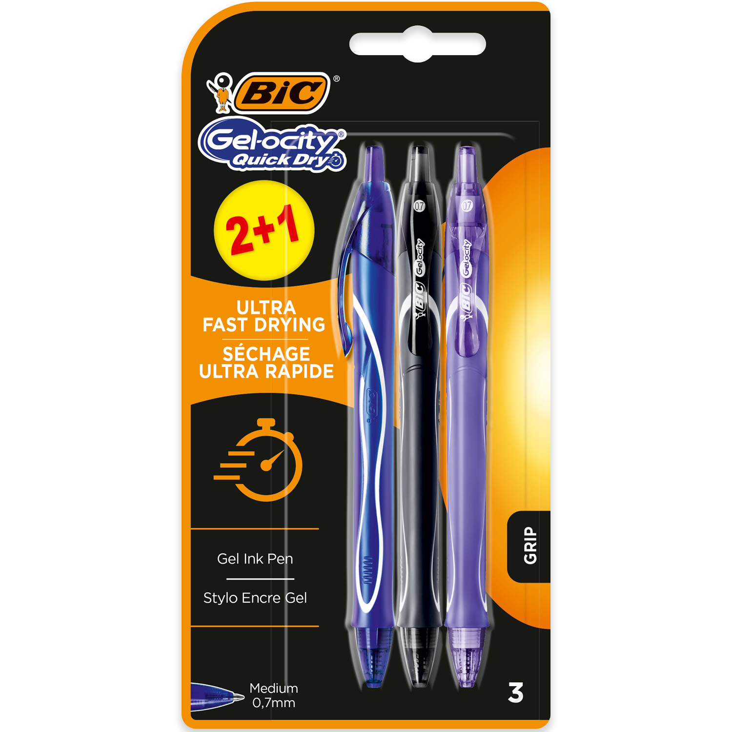 BIC Gel-Ocity Quick Dry Kugelschreiber 48er Pack | 0,7 Mm, Gummigriff, Schnell Trocknend | Verschiedene Farben