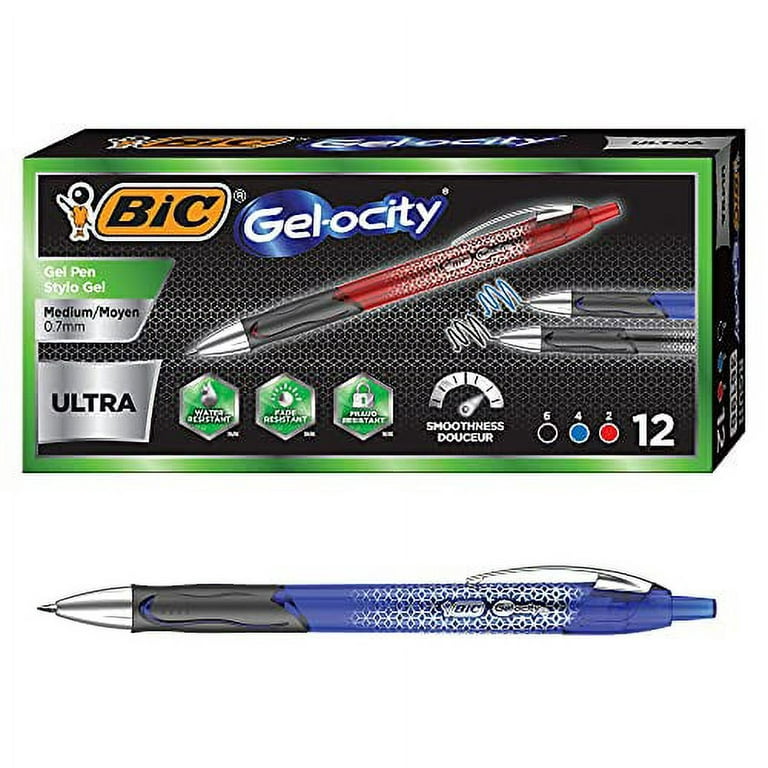 BIC Gel-ocity Retractable Quick Dry Gel Pen, Medium Point, Black, 12-Count