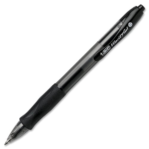 BIC Gelocity Original Retractable Gel Pens, Medium Point (0.7 mm), Black, 2-Count