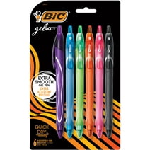 BIC Gelocity Quick Dry Assorted Colors Gel Pens, Medium Point (0.7mm), 6-Count Pack