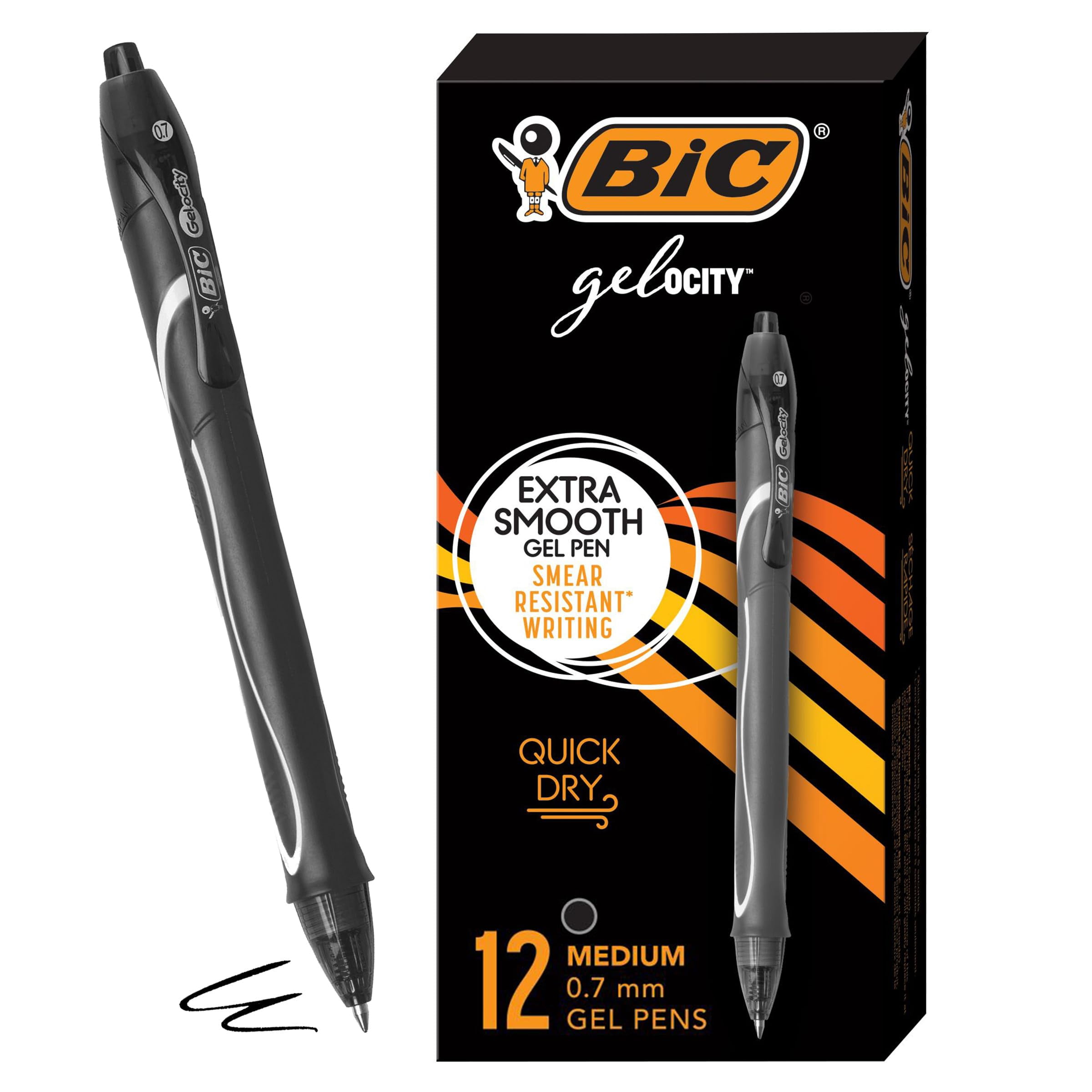 BIC Intensity Felt Pens - Black, Medium (0.7mm) Dozen Box - Permanent, Smear Resistant Markers