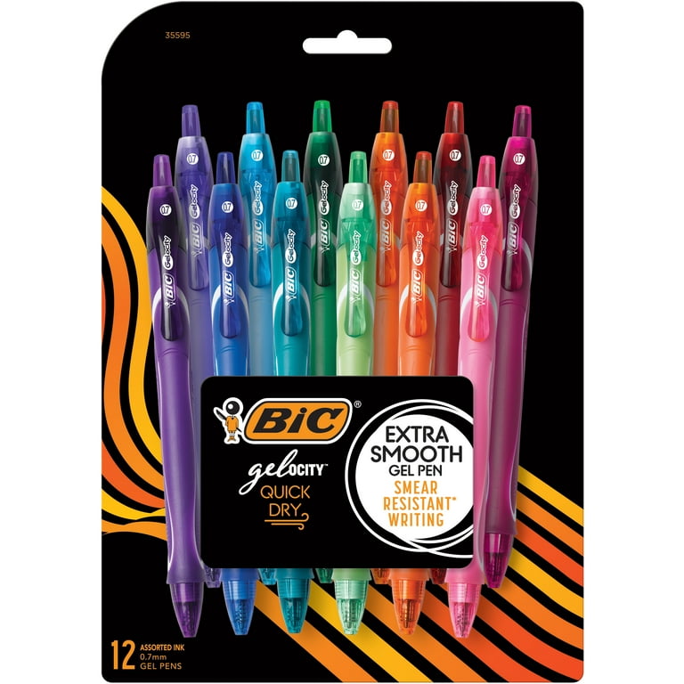 BIC Gelocity Gel Pen, Medium Point, mm, Assorted Ink, 12 Count