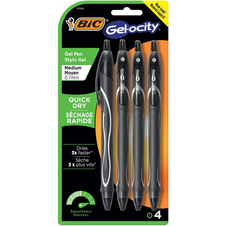 BIC Gelocity Quick Dry Retractable Gel Pen, Medium Point (0.7mm), Black, 8  Count 