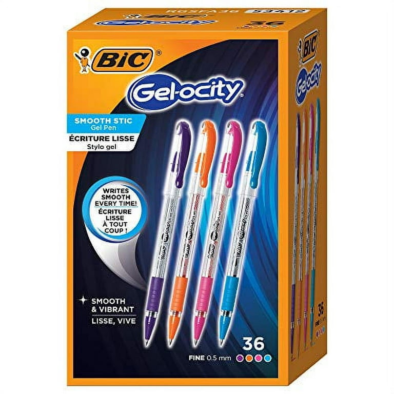 BIC Gelocity Smooth Gel Pens, Fine Point (0.5mm), Assorted Colors, For a  Smooth Writing Experience, 36-Count Pack (RGSFA36-A-AST) 
