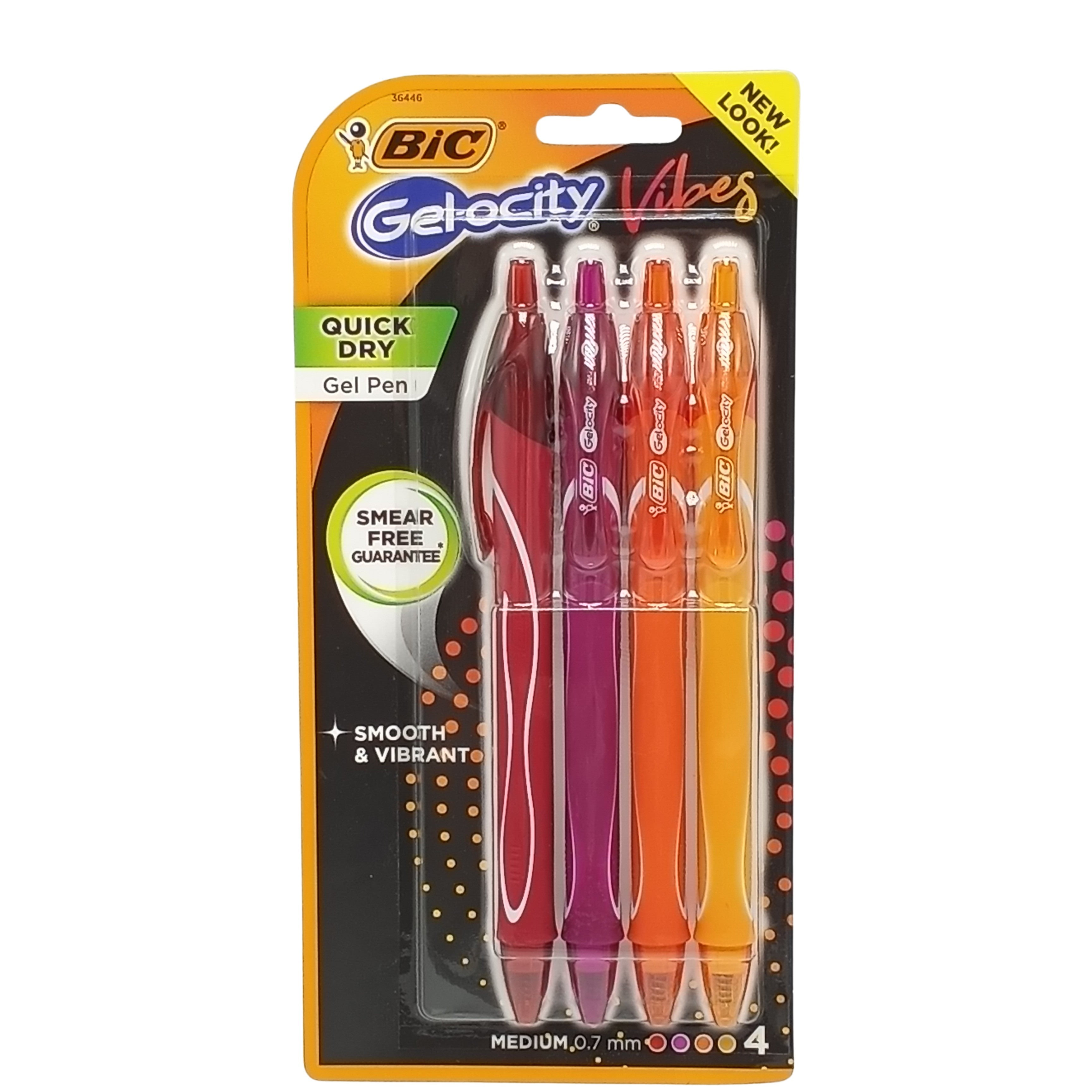 BIC Gelocity Vibes Quick Dry Retractable Gel Pen, Medium Point (0.7 mm),  Assorted Colors, 4 Count 