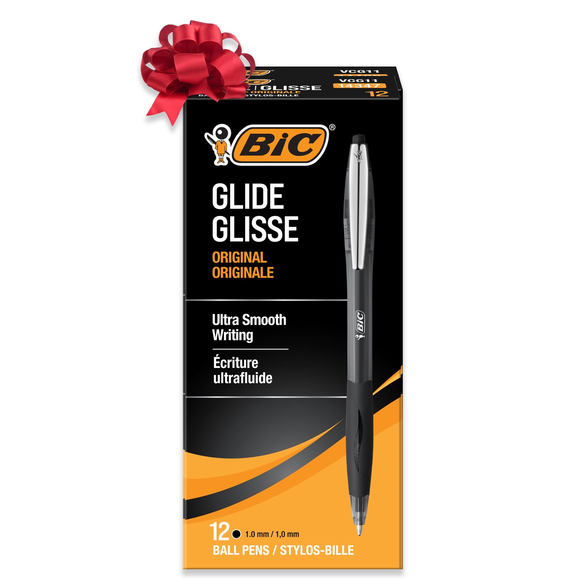 BIC Glide Black Retractable Ballpoint Pens, Medium Point (1.0mm), 12-Count Pack, Ultra Smooth Writing Black Pens
