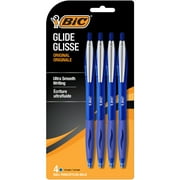 BIC Glide Ballpoint Pen, Medium Point, 1.0 mm, Blue Ink, 4 Count