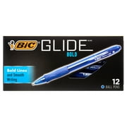 BIC Glide Bold Retractable Ball Point Pen, Bold Point (1.6mm), Blue, 12-Count