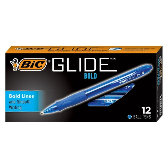 BIC Glide Bold Retractable Ballpoint Pen (formerly BIC Atlantis Velocity Bold) Bold Point Blue Ink