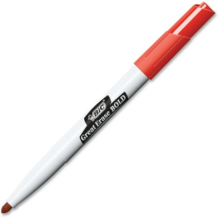BIC Great Erase Bold Pocket-Style Dry Erase Markers, Fine Tip, Red, Dozen