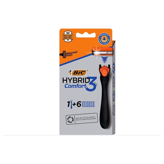 BIC Hybrid Advance 3 Disposable/System Shaver, Men, 6-Count (Pack of 3)