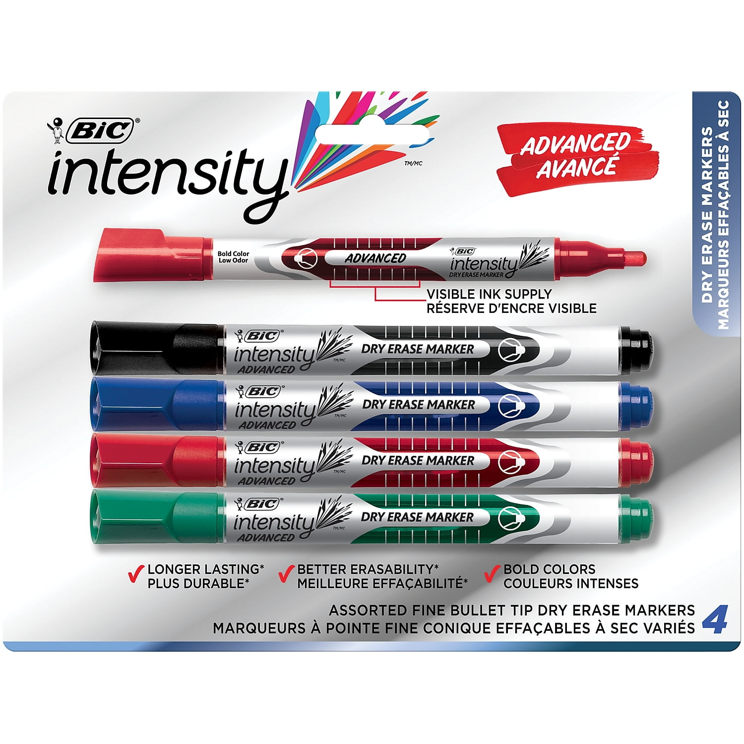 BIC Intensity Advanced Dry Erase Marker Bullet Tip Assorted Colors