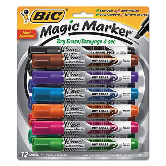 BIC Intensity Advanced Dry Erase Marker, Tank Style, Chisel Tip, Assorted Colors, Bright & Vivid Colors, 12-Count