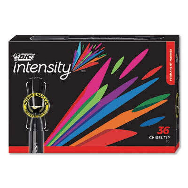 BIC Intensity Chisel Tip Permanent Marker Value Pack, Broad Chisel Tip, Black, 36/Pack (GPMM36BK)