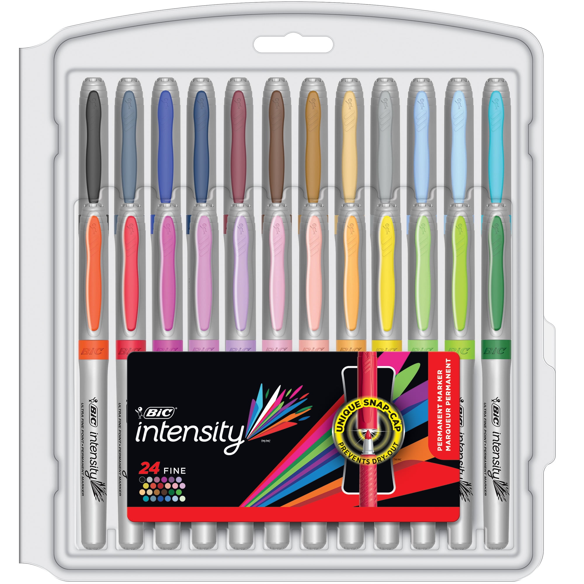 Assorted Colors Fine Tip Permanent Markers w/ Pocket Clip (8/Pack) 24 Pack
