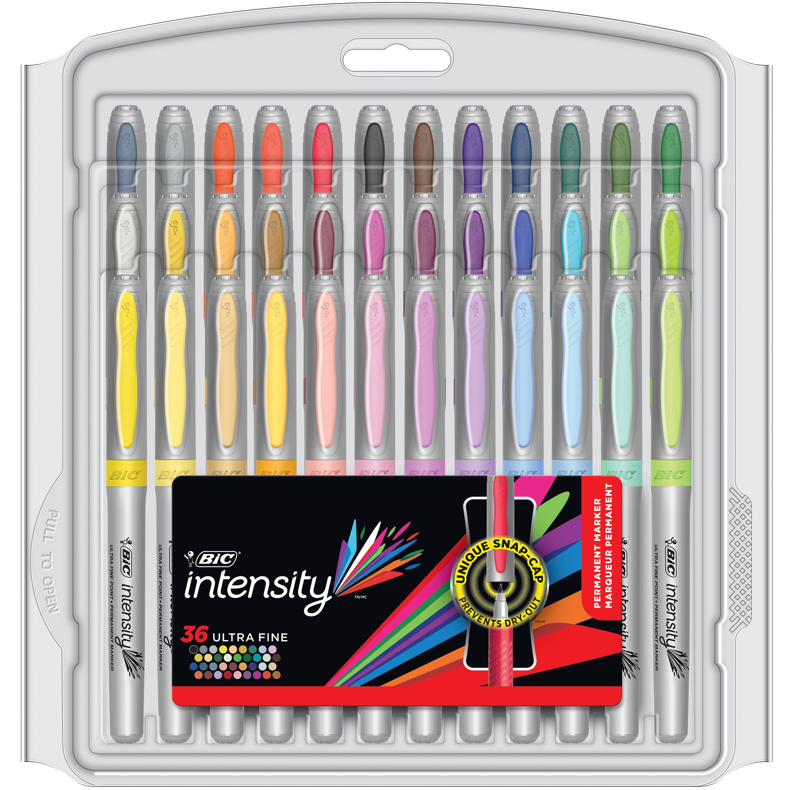 BIC Intensity Fashion Permanent Markers, Ultra Fine Point, Assorted Colors,  Non-Slip Grip For Comfort & Control, 36-Count 