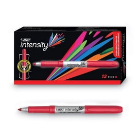 BIC Intensity Fine Tip Permanent Marker, Fine Bullet Tip, Rambunctious Red, Dozen, Each