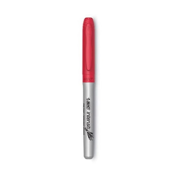 BIC Intensity Fine Tip Permanent Marker, Fine Bullet Tip, Rambunctious Red, Dozen (GPM11RD)