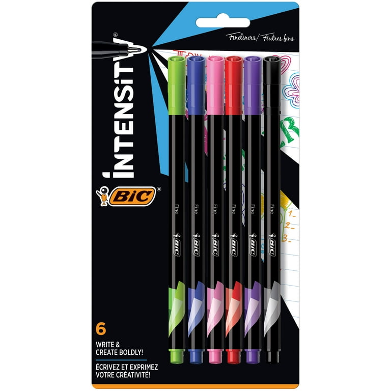 Bic, Intensity Marker Pens, Fine Point, Assorted Colors, Pack of 6